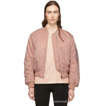 Nueva chaqueta bomber de color sólido OEM para mujer